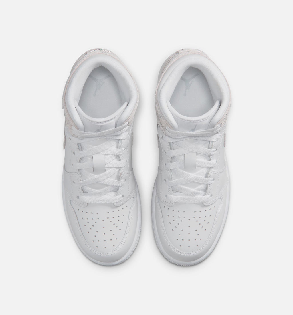 Air Jordan 1 Mid SE | Grade School Lifestyle Shoe | White/Field Silver