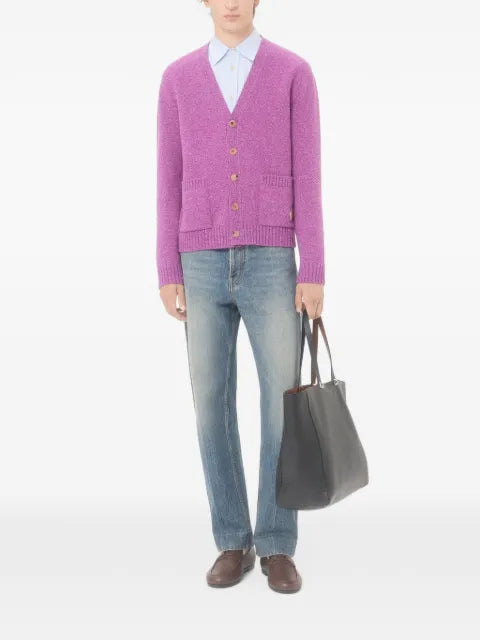 Valentino Garavani mouliné wool cardigan with embroidered butterfly patch
