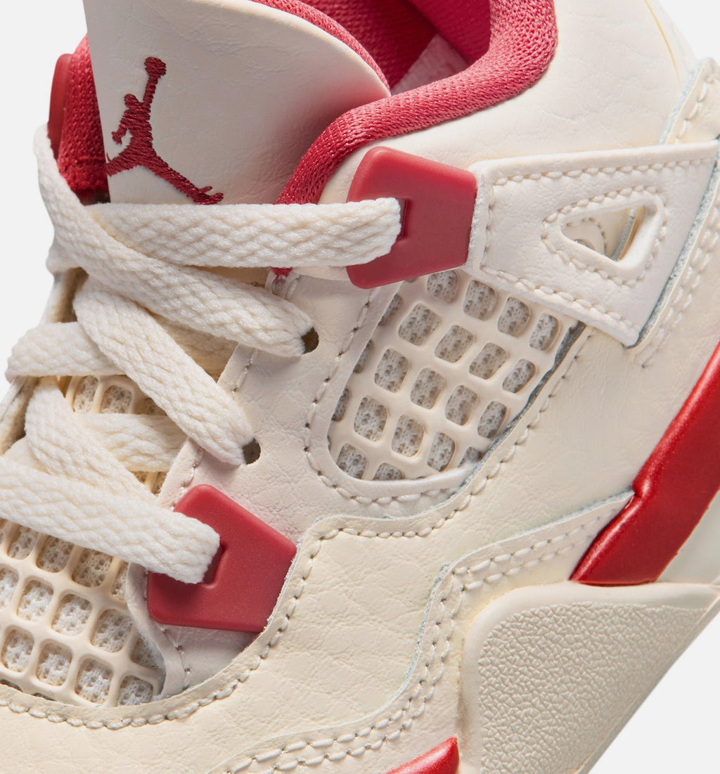 Air Jordan 4 Retro Valentine's Day – Infant/Toddler Lifestyle Shoe in Pale Ivory/Sierra Red/Tough Red