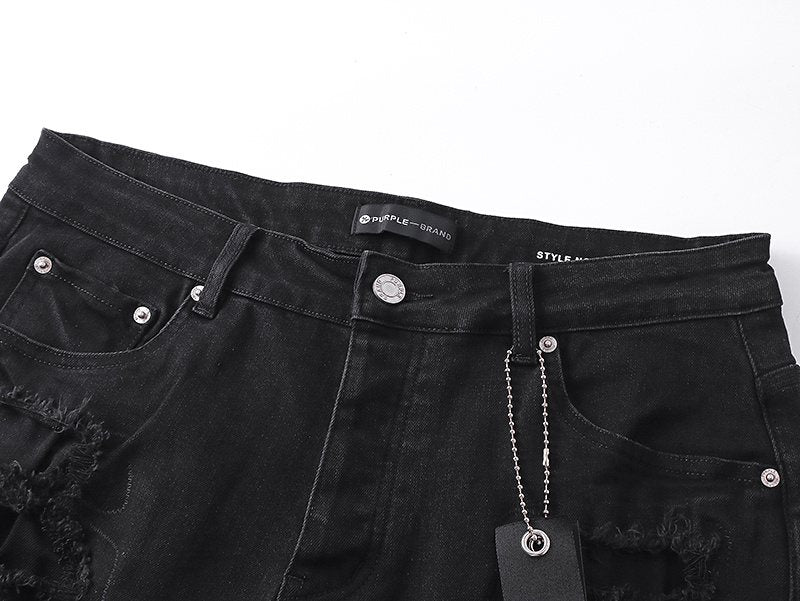 Purple Brand Black Distressed Denim Shorts