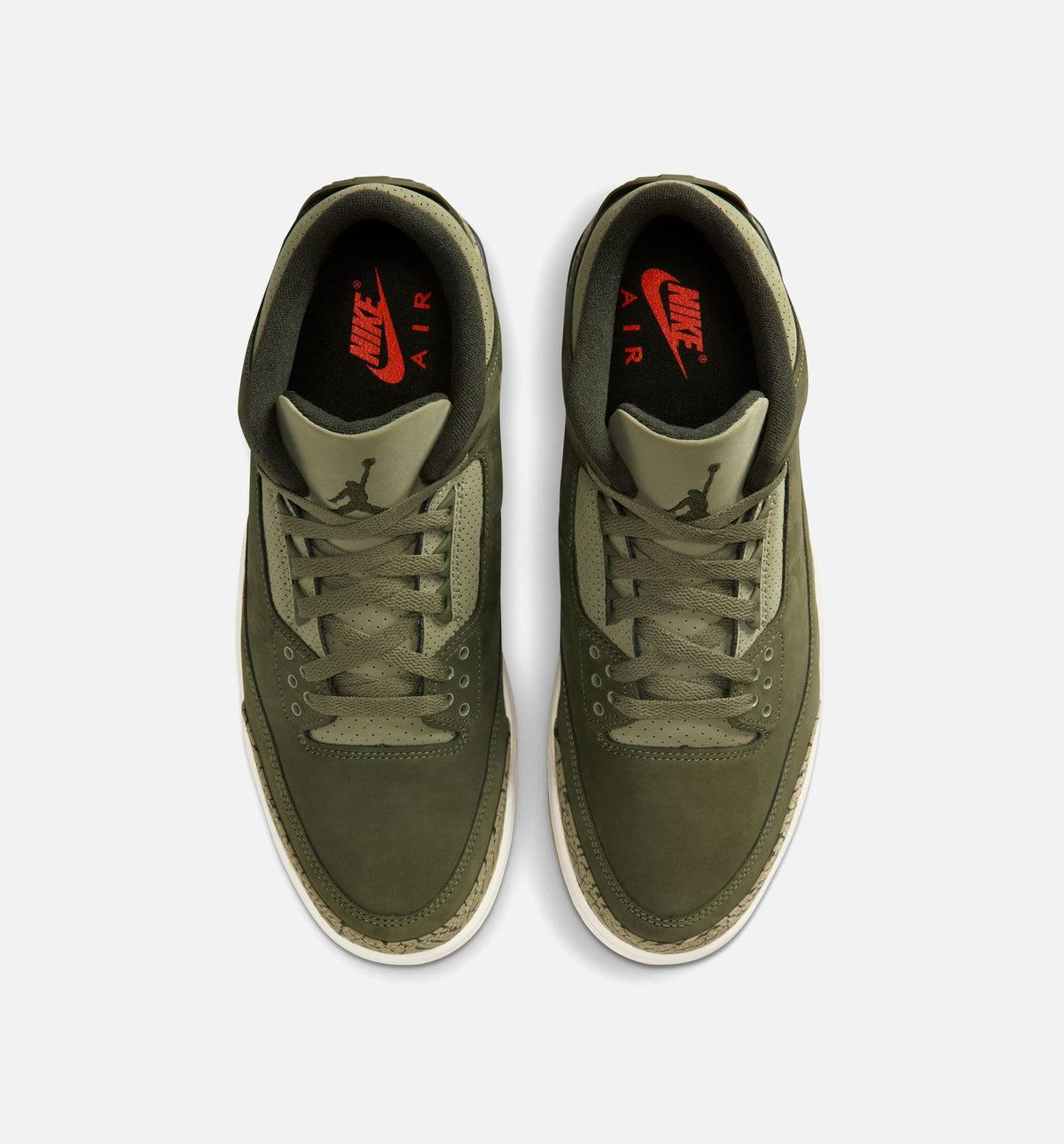 Air Jordan 3 Retro Mens Lifestyle Shoe - Medium Olive/Sequoia/Sail/Deep Red