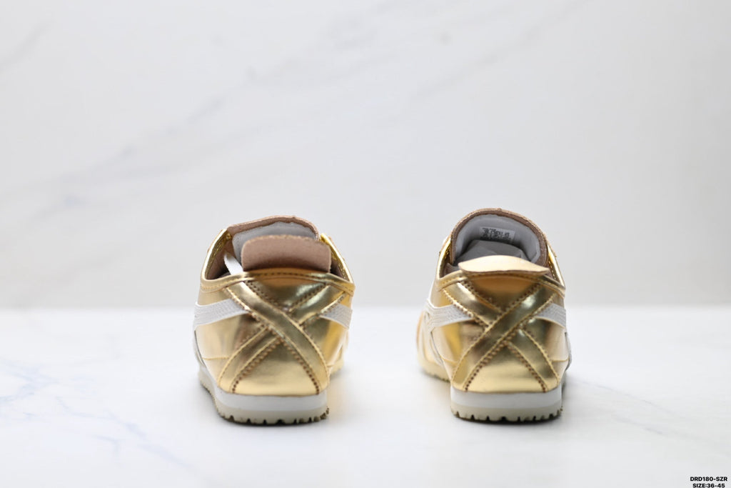 Onitsuka Tiger Retro Low Top Metallic Gold White Unisex Shoes Style 19